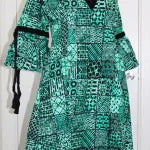 Aduke - Flattering midi contrast dress with funnel sleeves