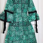 Aduke - Flattering midi contrast dress with funnel sleeves