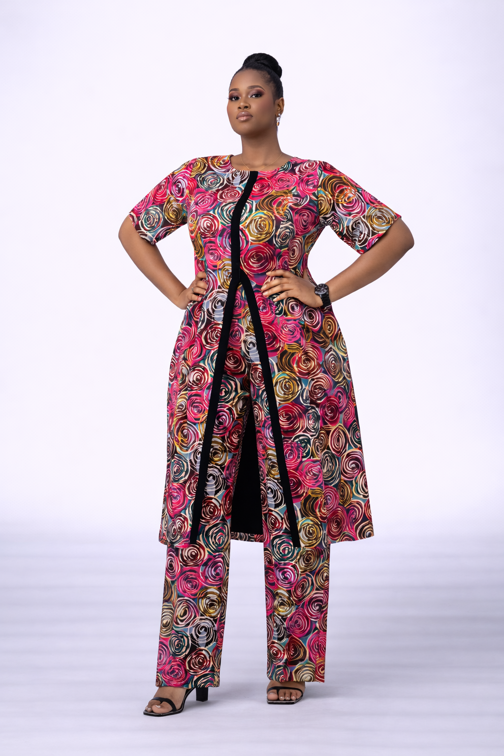 Aduke Velvet Ankara 2 Piece Set - Pink