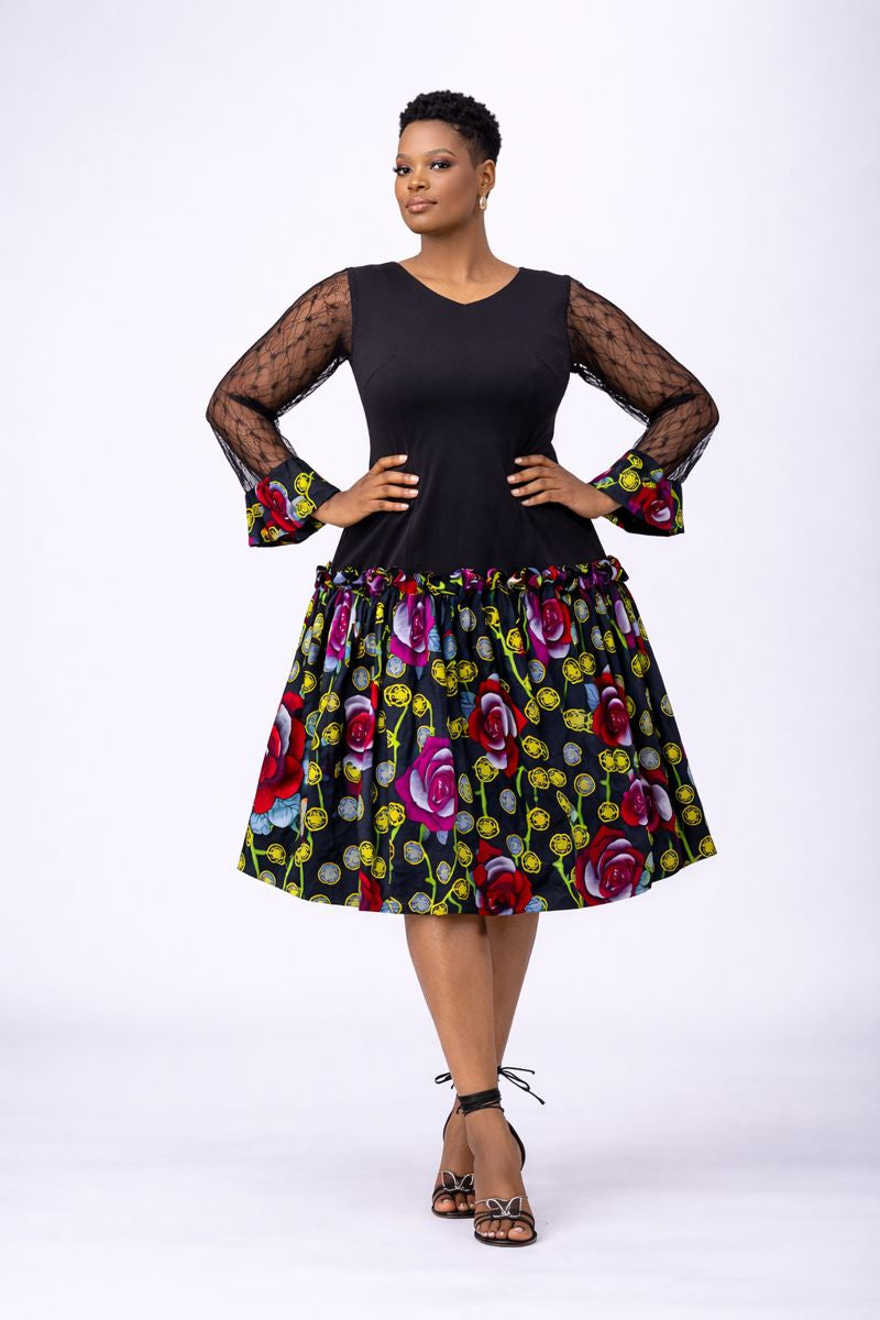 Fowokemi Crepe And Ankara Midi Dress - Multicolored