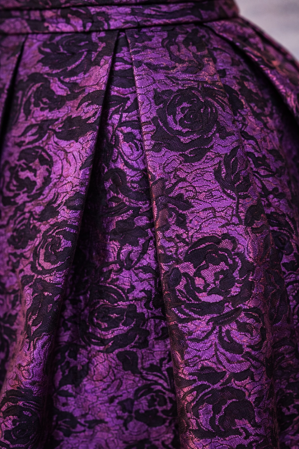 Oyewe Brocade Ball Midi Dress - Purple