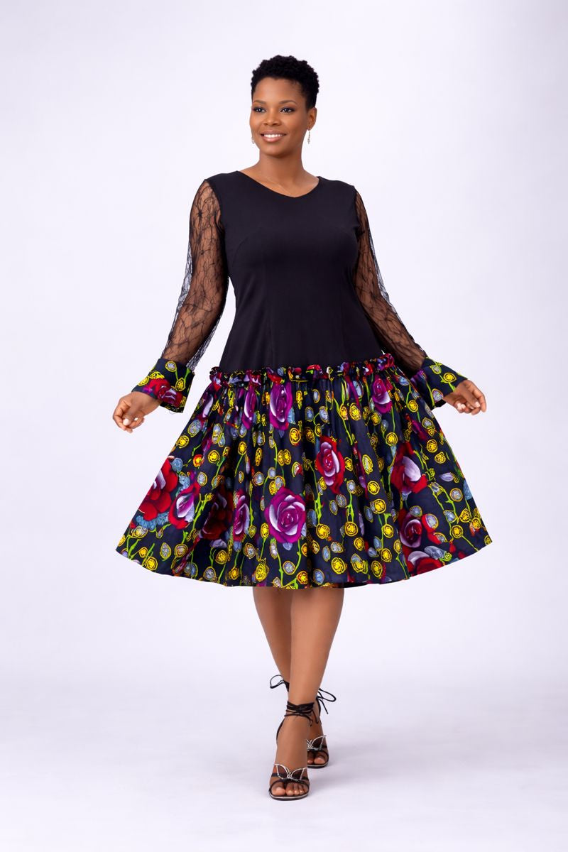 Fowokemi Crepe And Ankara Midi Dress - Multicolored