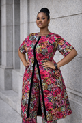 Aduke Velvet Ankara 2 Piece Set - Pink