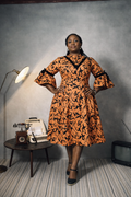 Aduke Ankara Dress - Brown & Black Contrast