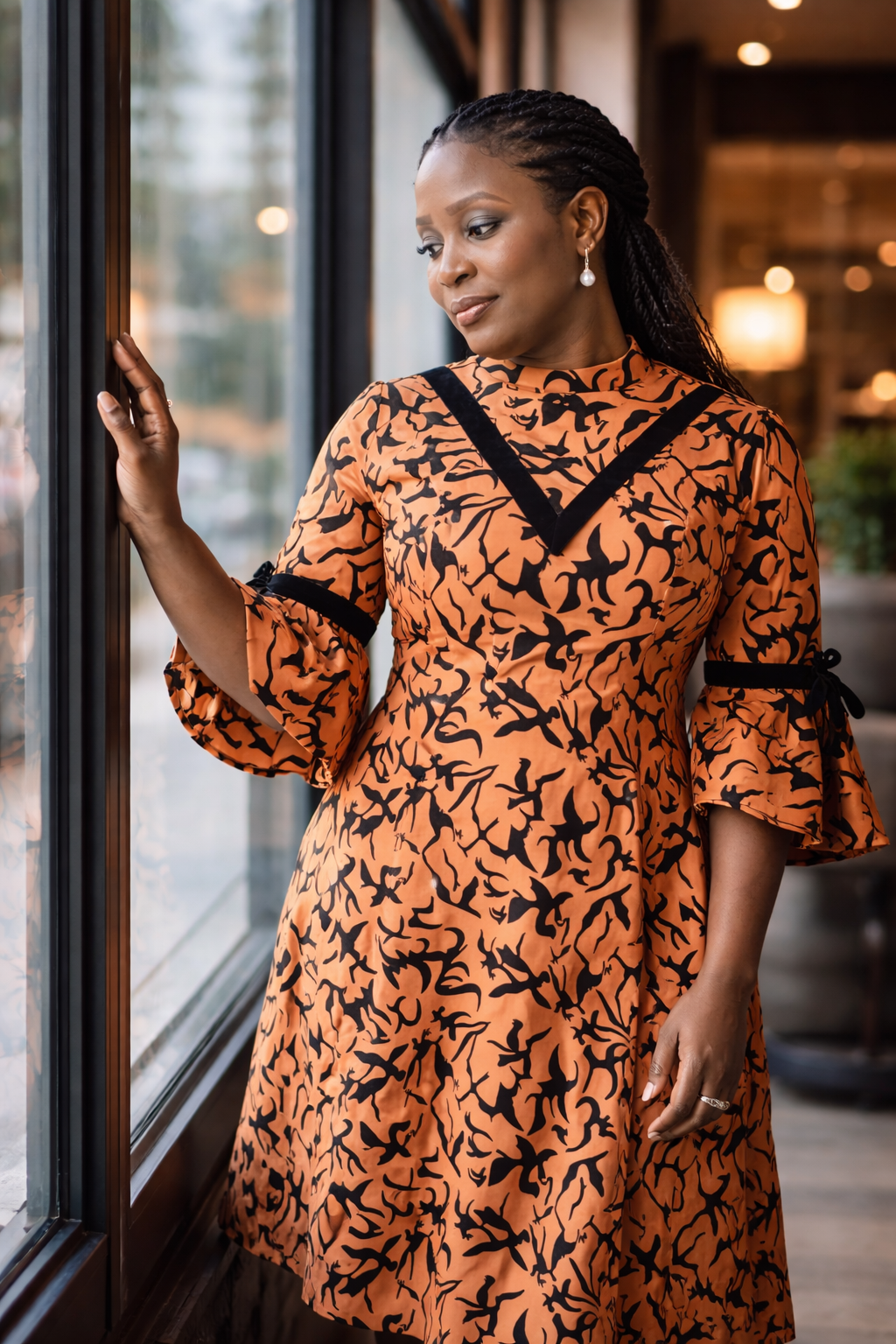 Aduke Ankara Dress - Brown & Black Contrast