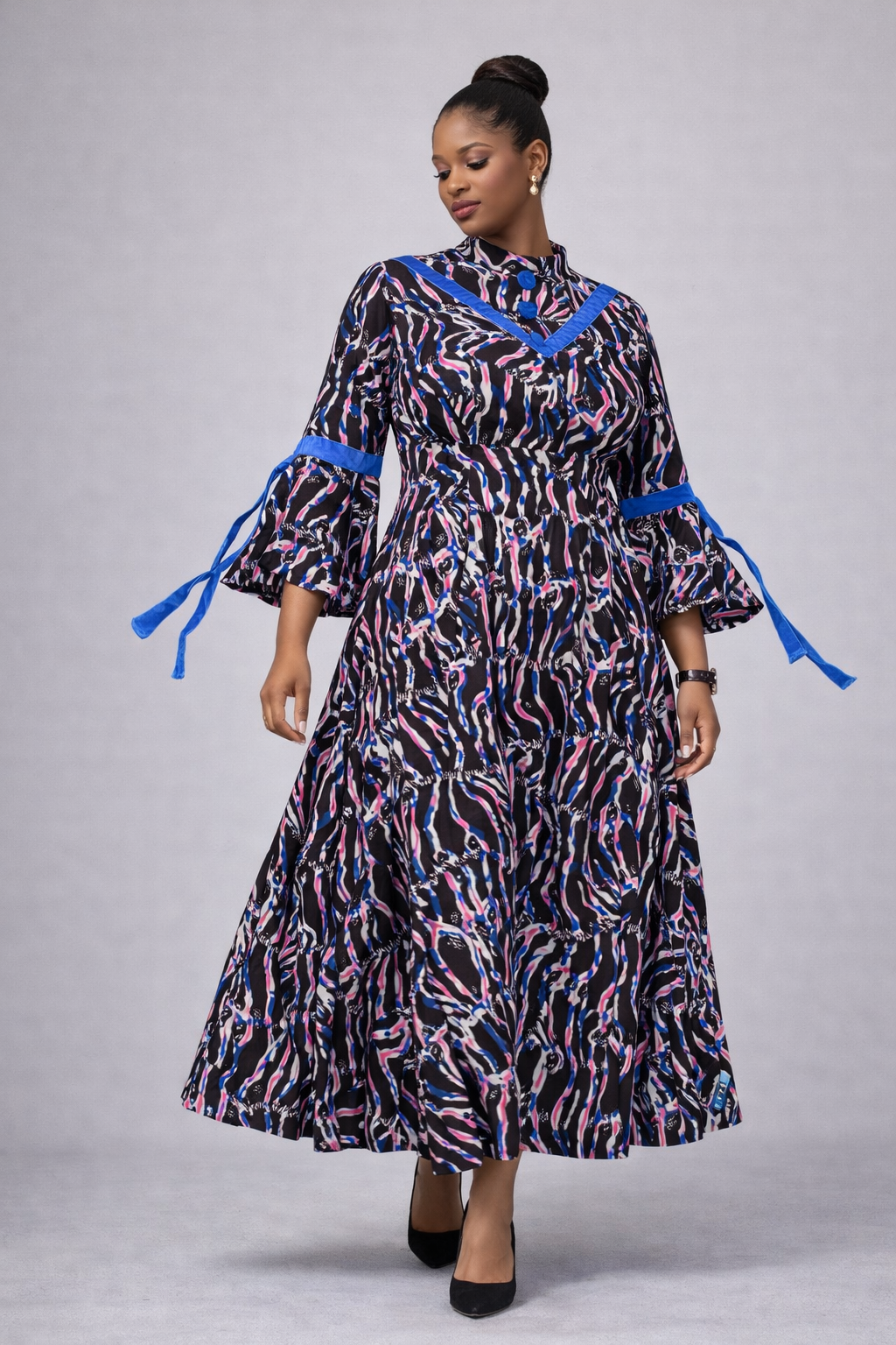 Aduke Ankara Dress - Purple Wave