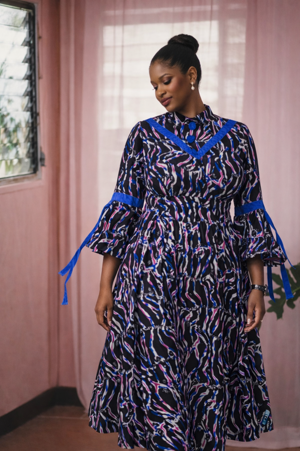 Aduke Ankara Dress - Purple Wave