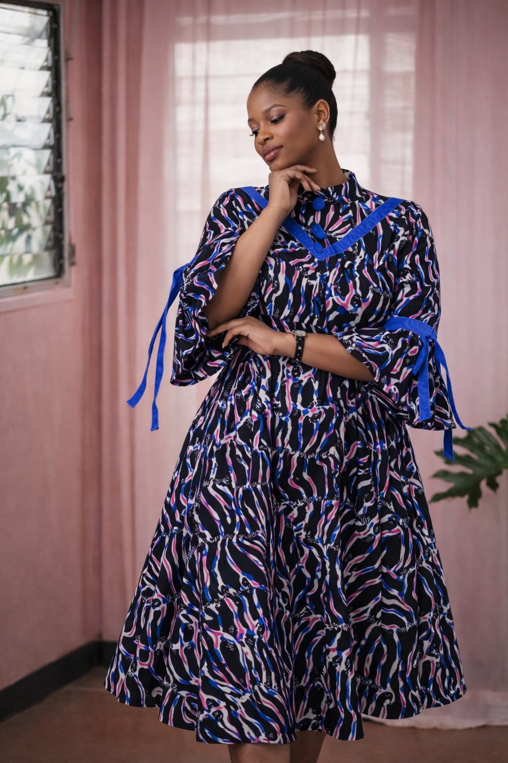 Aduke Ankara Dress - Purple Wave