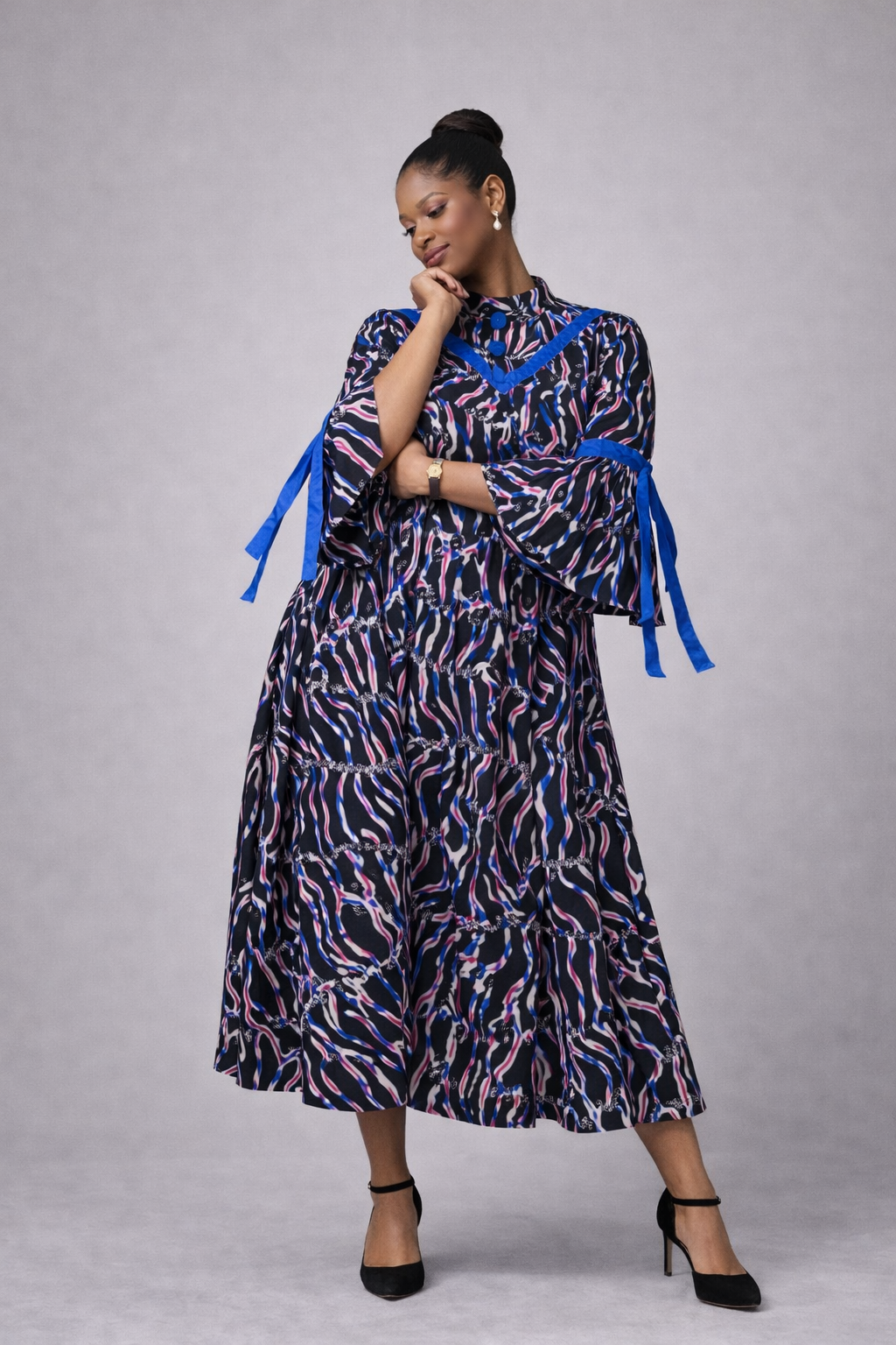 Aduke Ankara Dress - Purple Wave