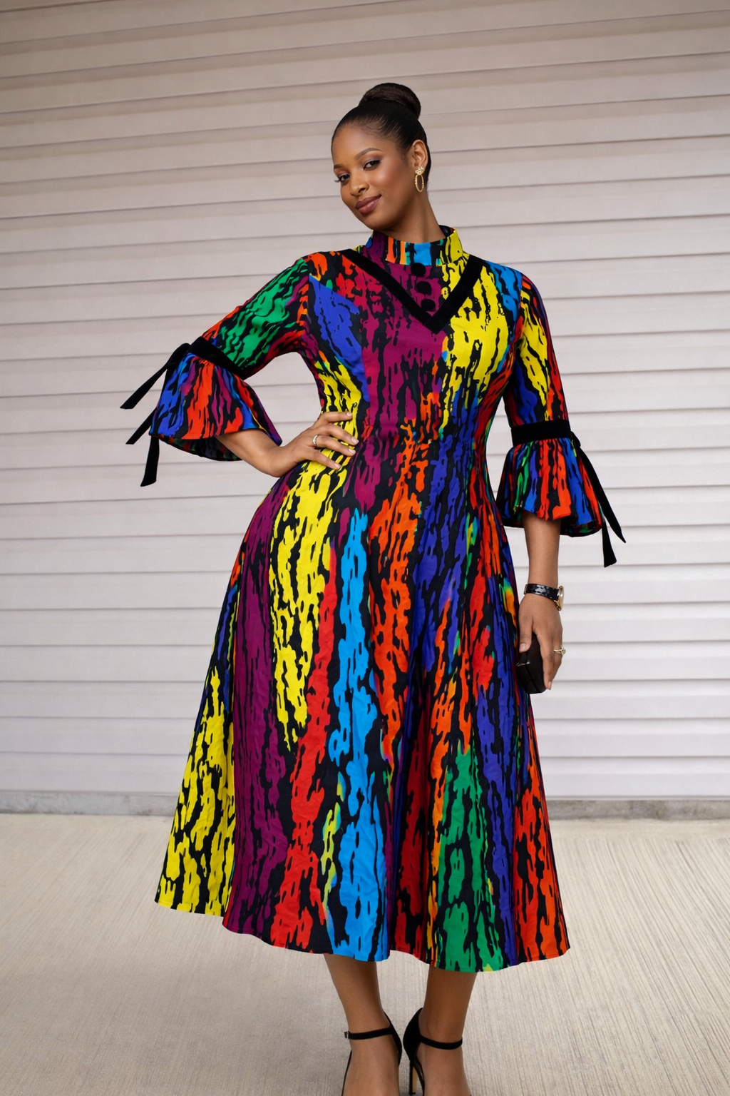 Aduke Ankara Dress - Multicolor Abstract
