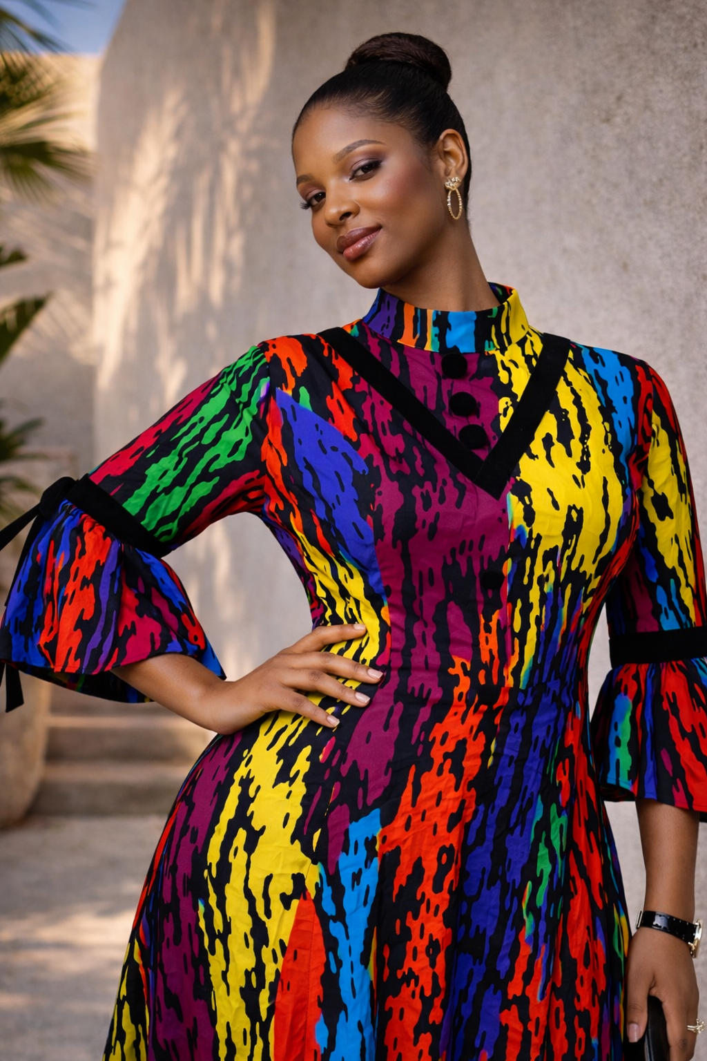 Aduke Ankara Dress - Multicolor Abstract