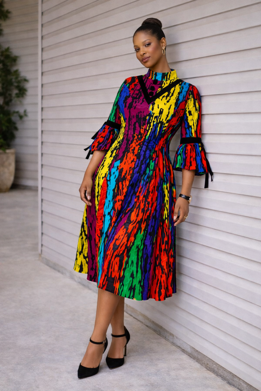 Aduke Ankara Dress - Multicolor Abstract