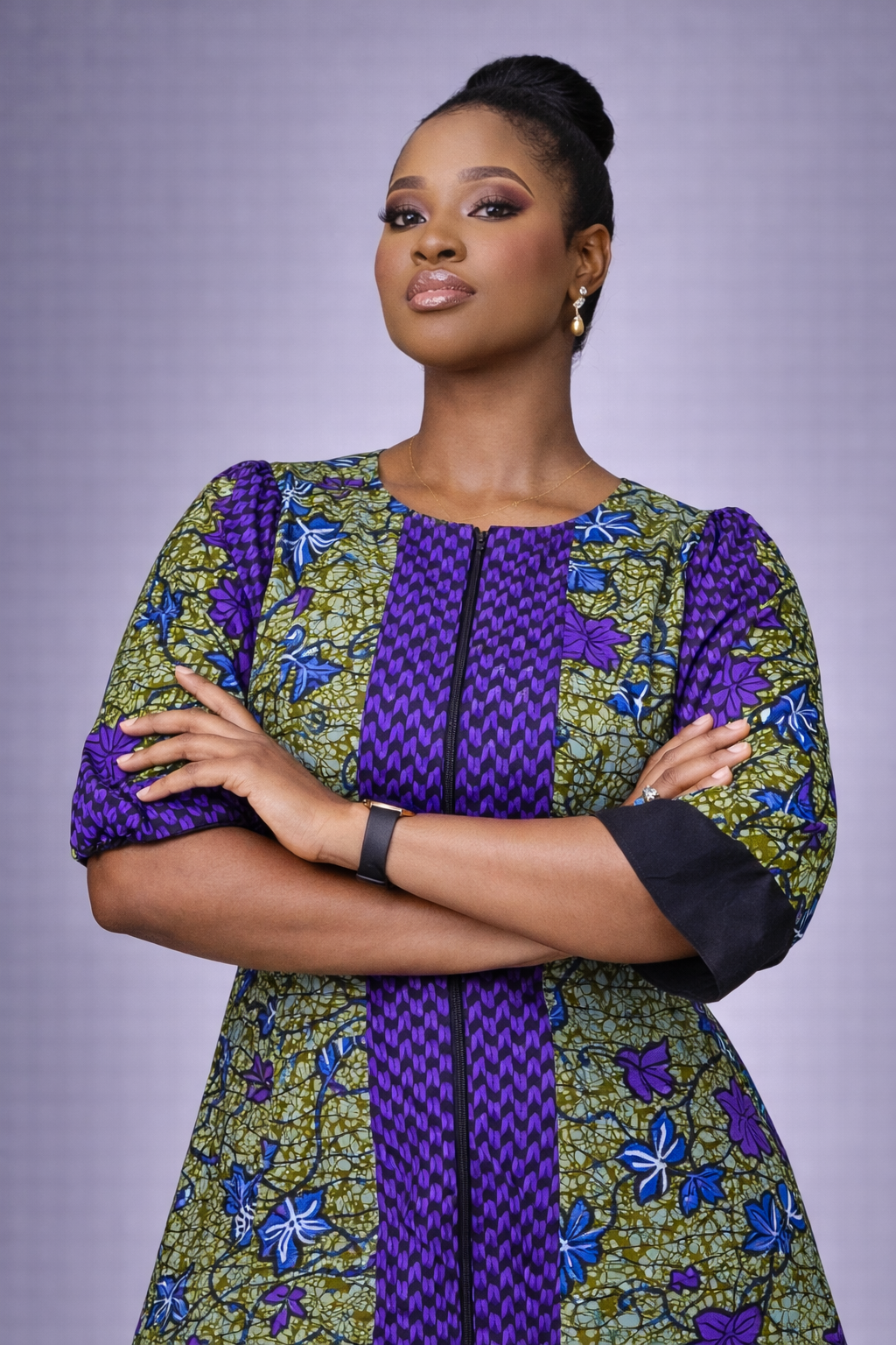 Adeife Ankara Dress - Floral Purple