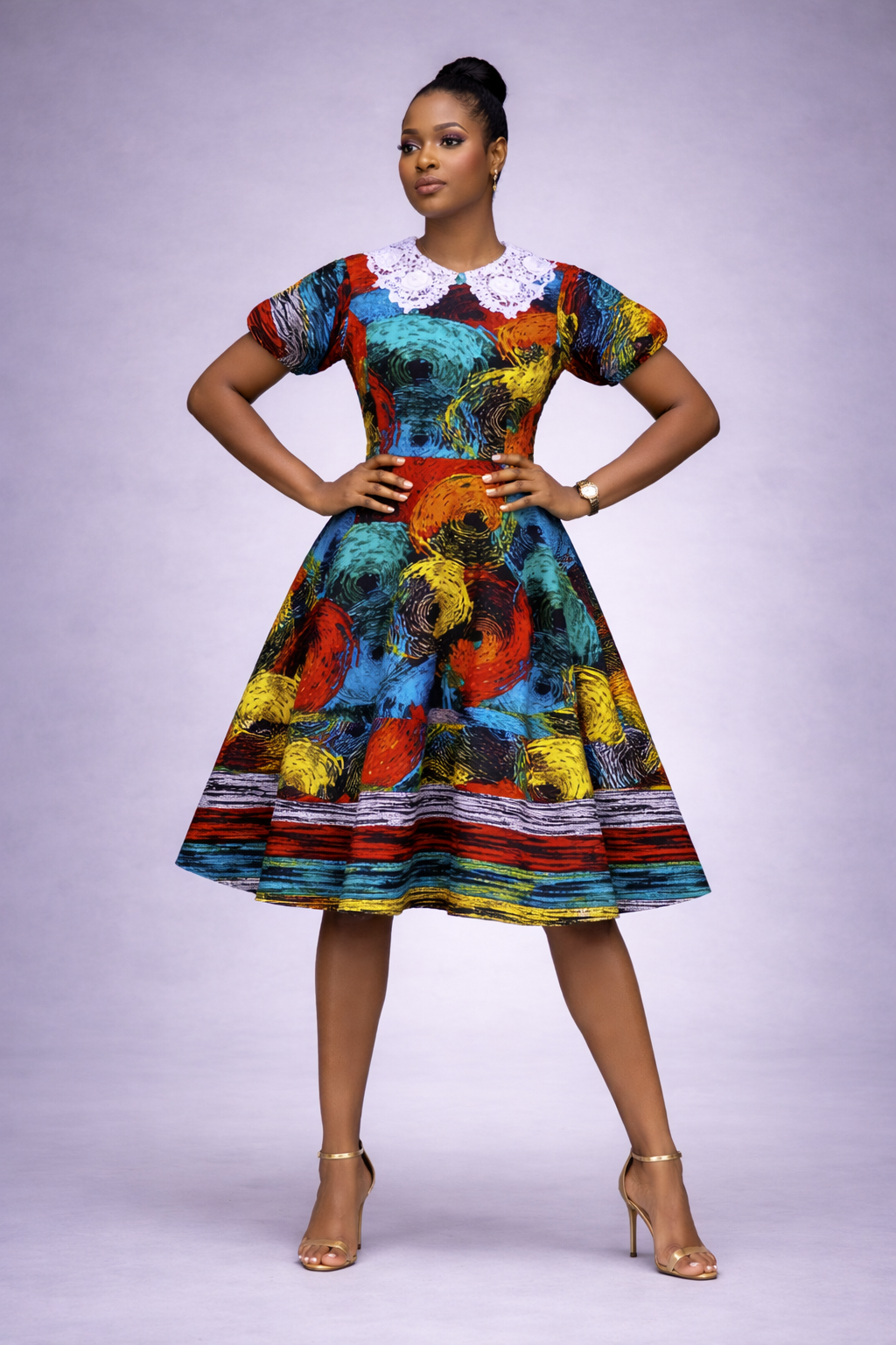 Oyin Ankara Dress - Rainbow Swirl