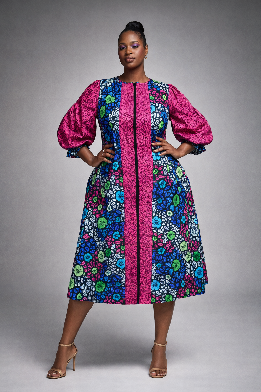 Adeife Ankara Dress - Floral Pink