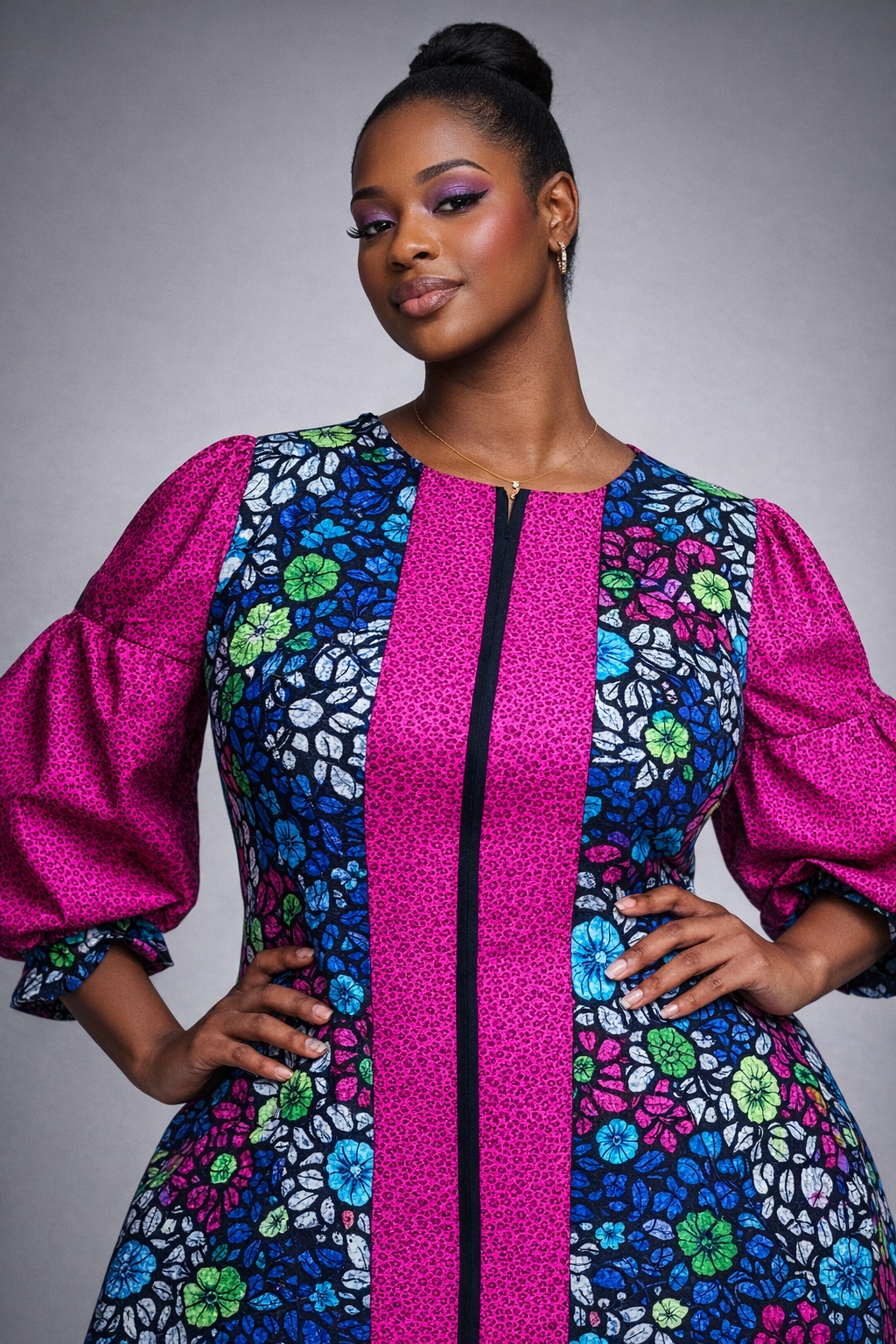 Adeife Ankara Dress - Floral Pink