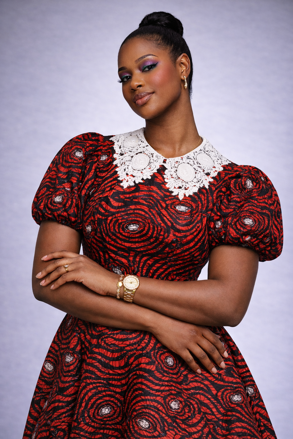 Oyin Ankara Dress - Red Whorl