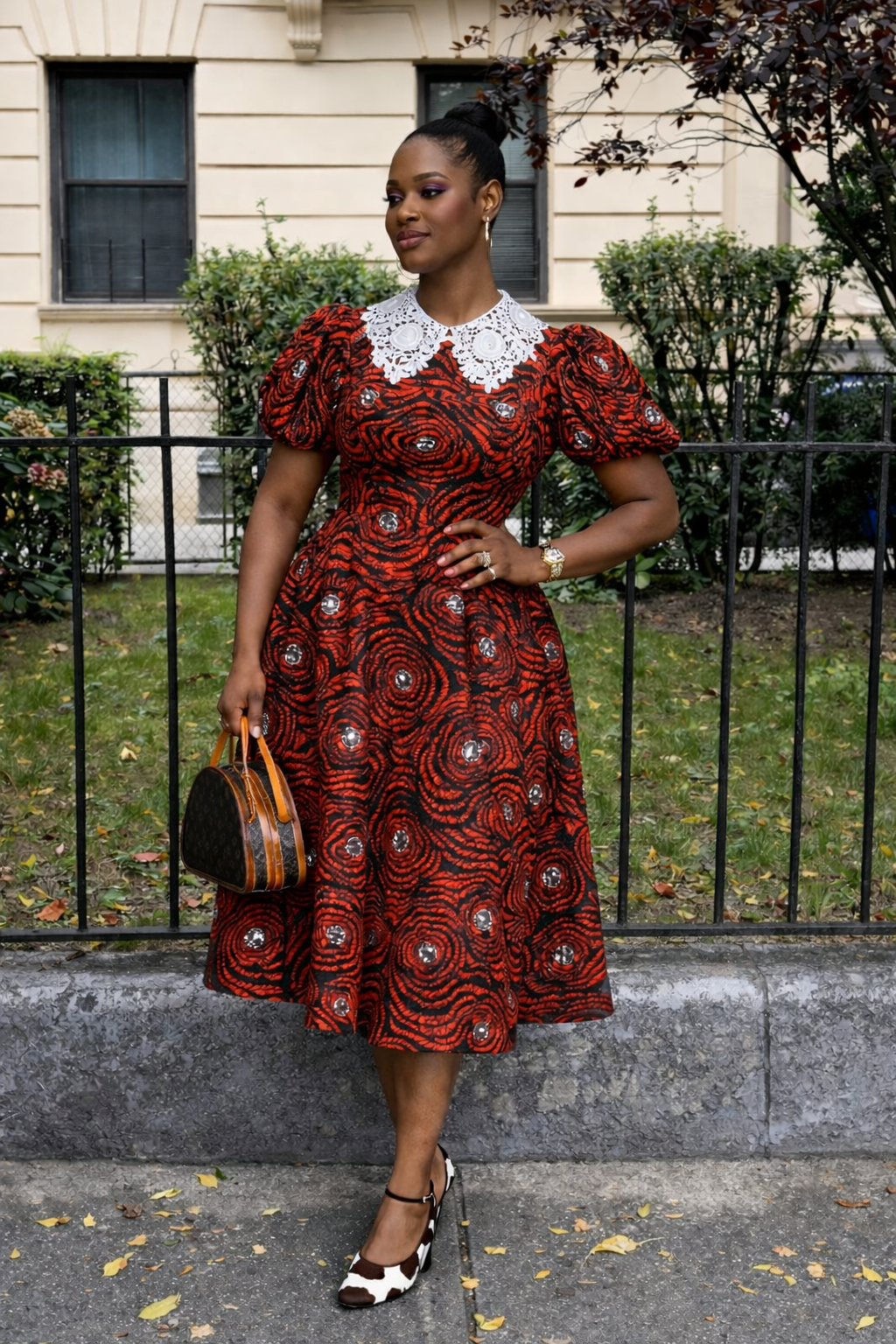 Oyin Ankara Dress - Red Whorl