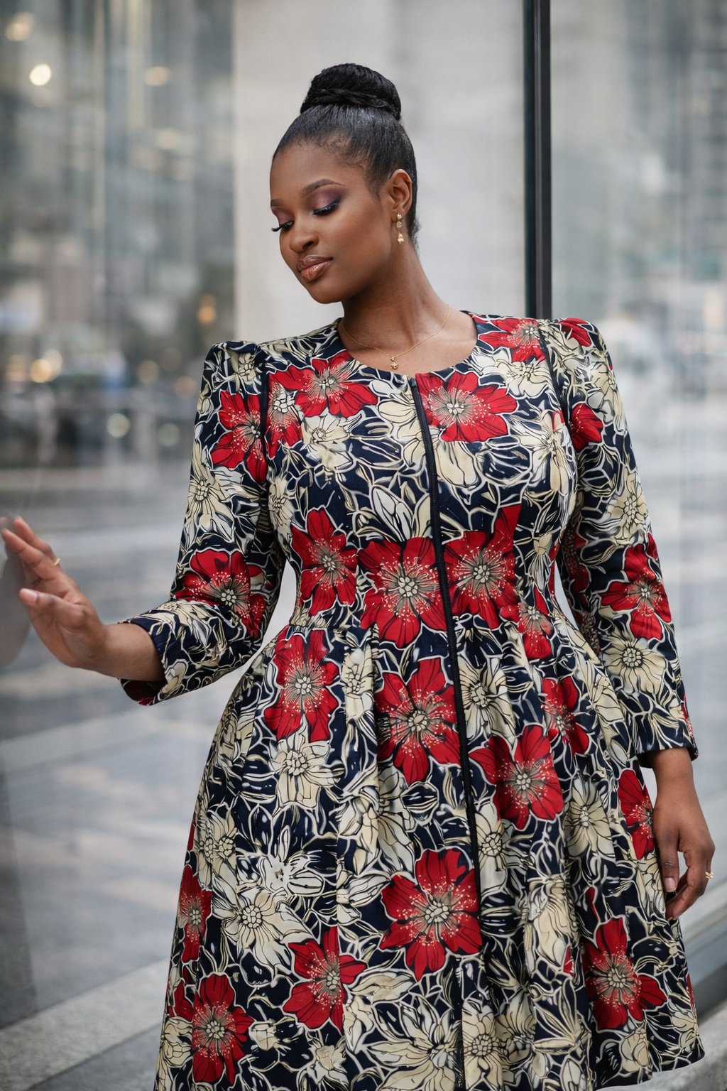 Adetoro Ankara Midi Flare Dress - Red