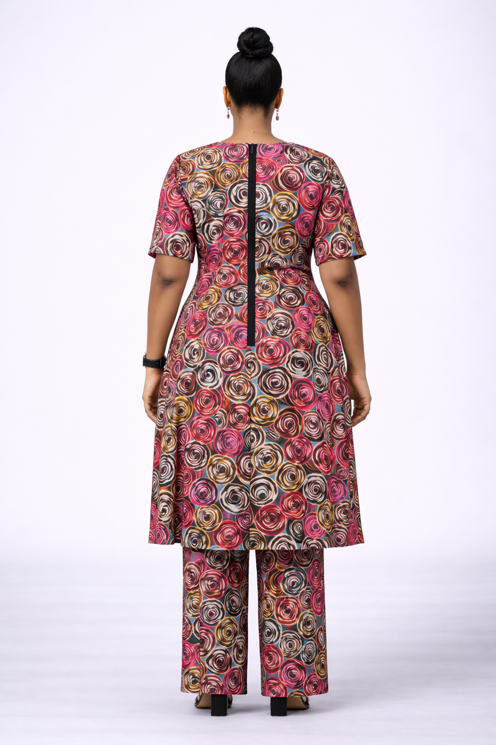 Aduke Velvet Ankara 2 Piece Set - Pink