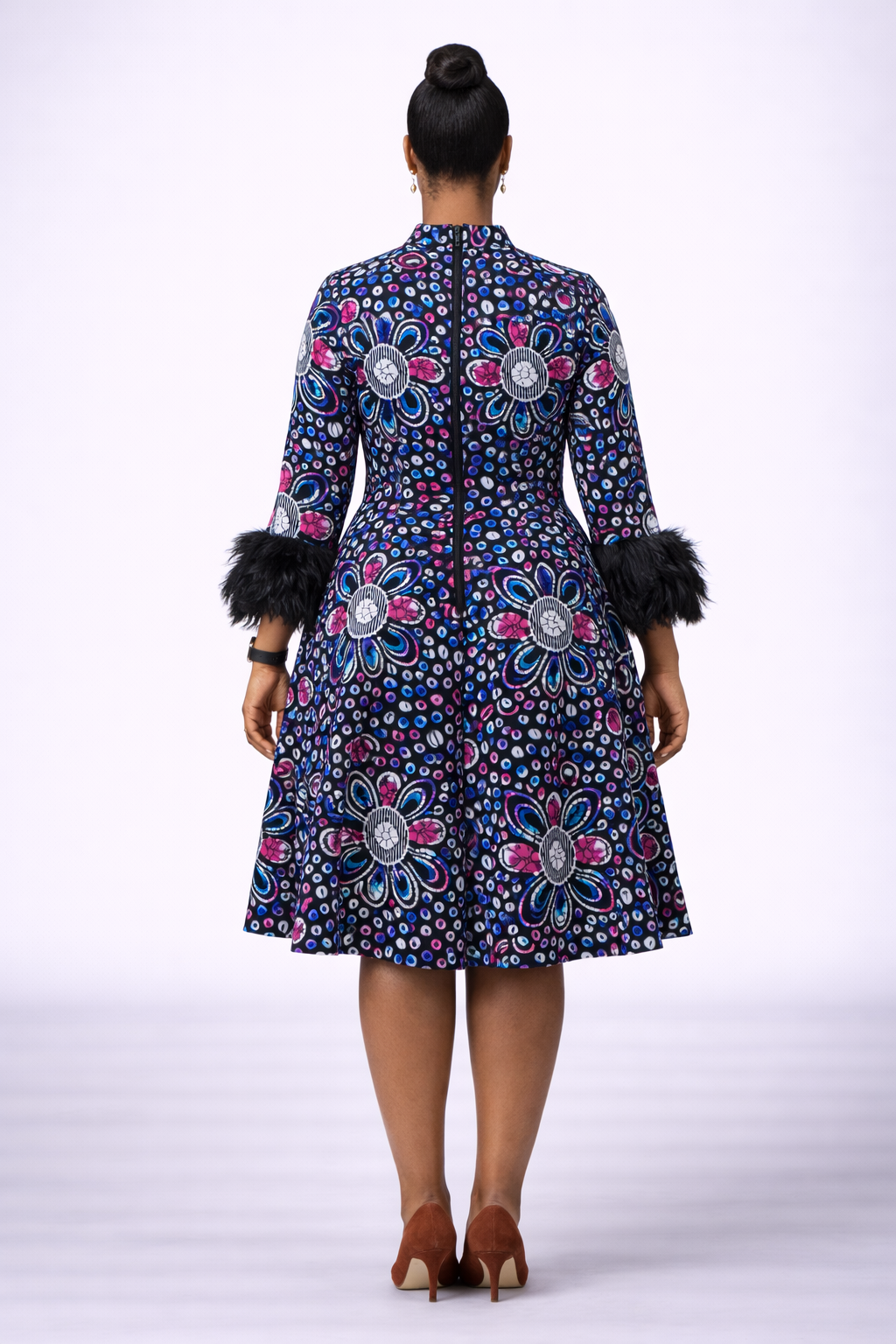 Okin Midi Dress - Floral Beaded Ankara