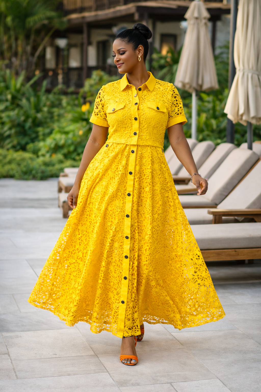 Bolanle Cord Lace 2 Piece Set - Yellow