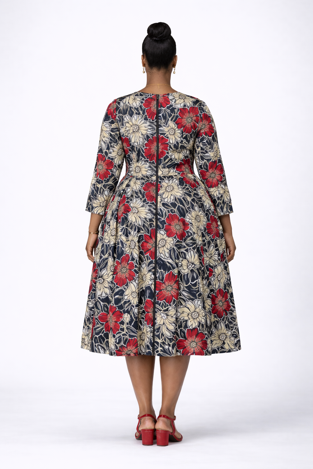 Adetoro Ankara Midi Flare Dress - Red