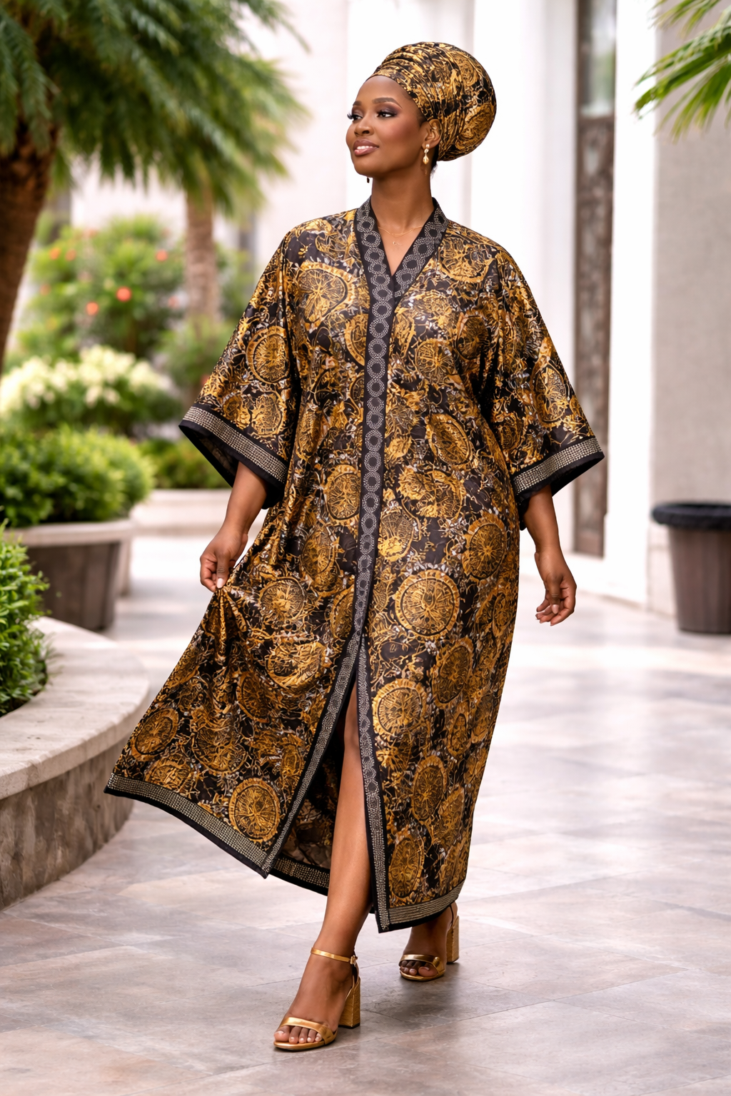 Olamide Ankara And Ofi Maxi Dress - Brown
