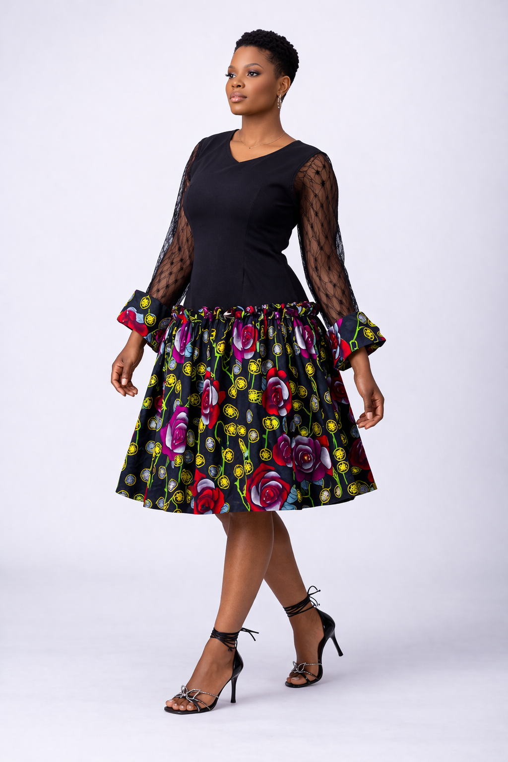 Fowokemi Crepe And Ankara Midi Dress - Multicolored
