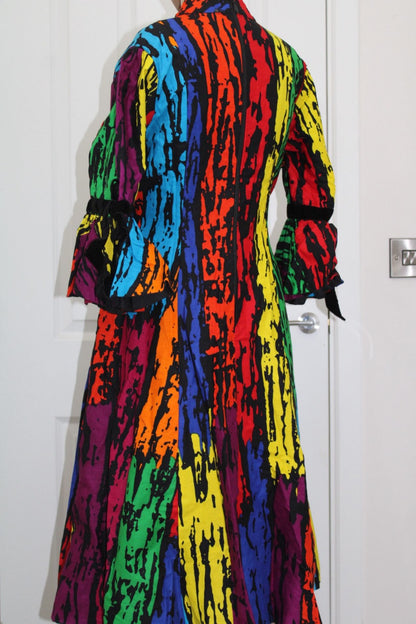 Aduke - Flattering midi contrast dress with funnel sleeves