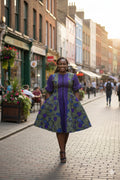 Adeife Ankara Dress in Purple with Floral Patterns