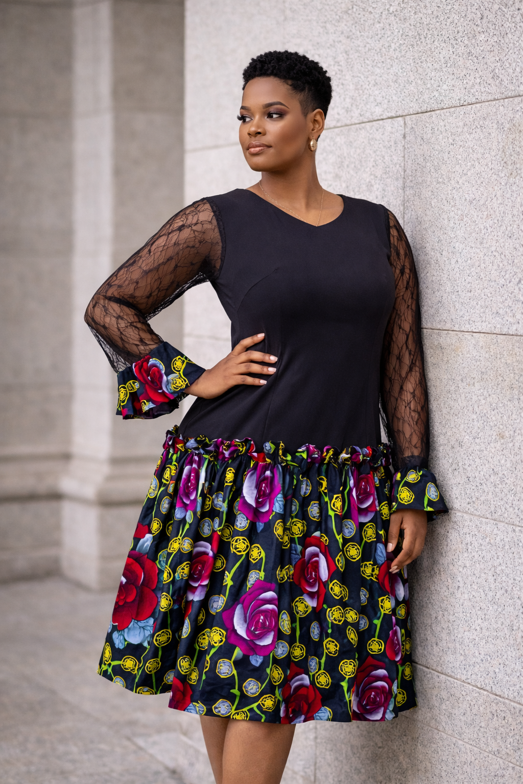 Fowokemi Crepe And Ankara Midi Dress - Multicolored