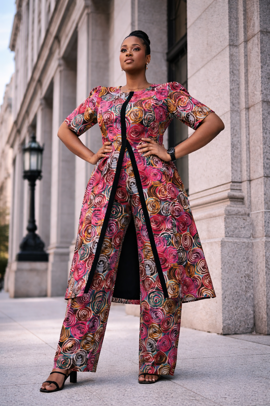 Aduke Velvet Ankara 2 Piece Set - Pink