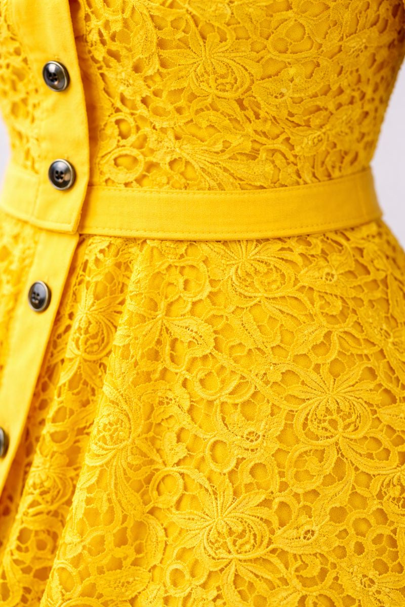 Bolanle Cord Lace 2 Piece Set - Yellow