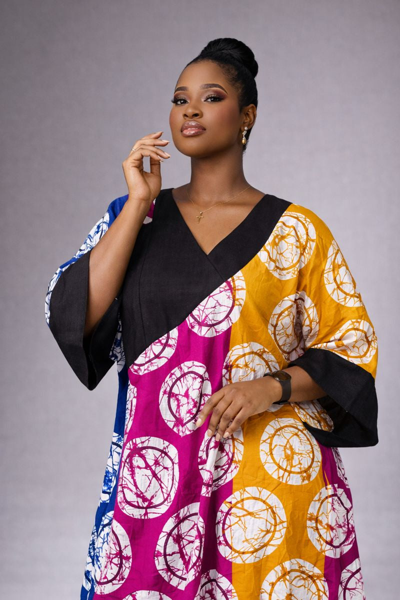 Folakunmi Ankara/Kampala Bubu Mixed With Ofi - Multi-Colored